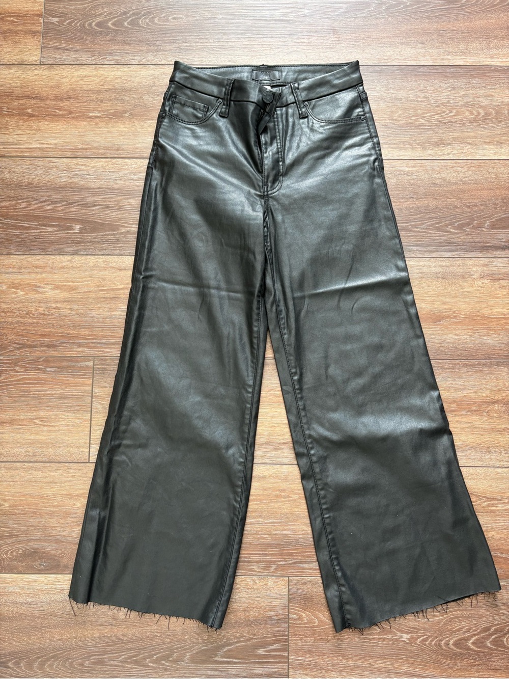 Black Faux Leather Wide-Leg pants. Meg collection.